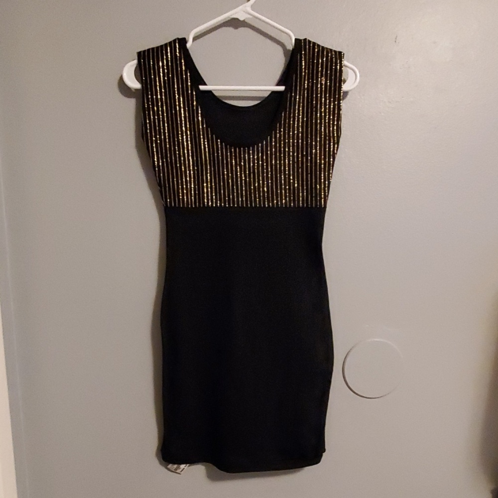 Black and gold striped dress